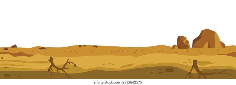 camada de solo em condições quentes e secas, nível de jogo de costura plana. seção transversal de textura de terra natural perto do deserto e arenoso	
