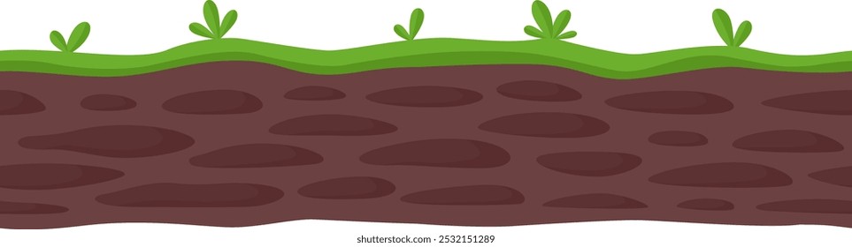 Soil layer. Seamless game ground with cartoon dirt