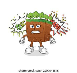 the soil layers anime angry vector. cartoon character