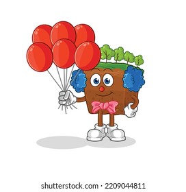 the soil layers clown with balloons vector. cartoon character