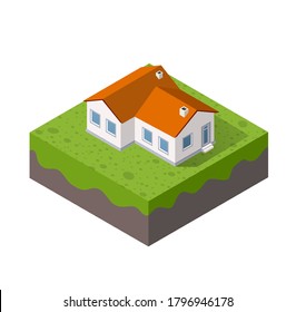 Soil Layers cross section geological green grass and underground soil layers beneath nature landscape isometric slice of the land's extended organic, sand, clay layers of urban environment