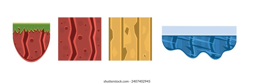 Soil Layers and Different Game Platform Vector Set