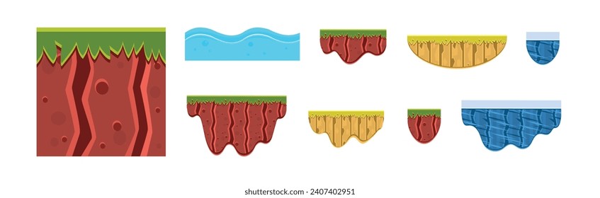 Soil Layers and Different Game Platform Vector Set