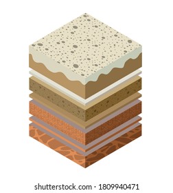 Soil layers geological and underground beneath nature landscape isometric slice