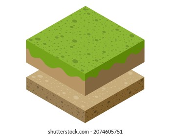 Soil layers geological and underground beneath nature landscape isometric slice