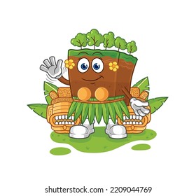 The Soil Layers Hawaiian Waving Character. Cartoon Mascot Vector