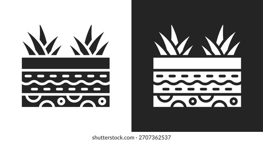 Icono De Capas De Suelo En Estilo Glifo Blanco Y Negro