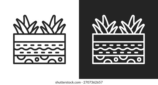Soil Layers Icon In Black And White Outline Style