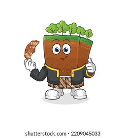 the soil layers Javanese character. cartoon mascot vector