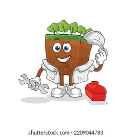 the soil layers mechanic cartoon. cartoon mascot vector