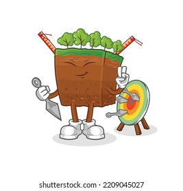 the soil layers ninja cartoon. character vector