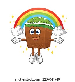 the soil layers with a rainbow. cartoon vector