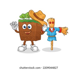 the soil layers with scarecrows cartoon character vector