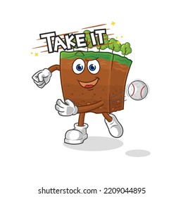 the soil layers throwing baseball vector. cartoon character