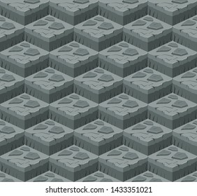 Soil layers vector isometric pattern. Platforms of different textures of soil. Game design ground tiles background. Nature landscape in isometric 3d style, game interface. Vector image pattern