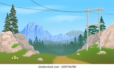 Soil leading to the forest. Vector illustration.