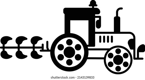 Soil Leveling Machine Vector Icon Design, Agricultural machinery Symbol, Industrial agriculture Vehicles Sign, Agri Farming equipment Stock illustration, Soil Cultivator Tractor Concept