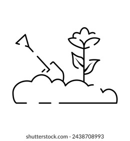 Soil line icon. Simple Plants Related Vector Line Icon. Contains such Icons as Leaf on Hand and Growing Conditions. Seeds and irrigation. Spring