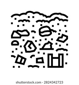 soil mixed plastic and glass line icon vector. soil mixed plastic and glass sign. isolated contour symbol black illustration
