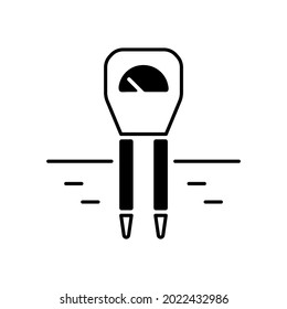 Soil moisture monitoring black linear icon. Accurate measurement. Soil temperature sensor. Measuring volumetric water content. Tensiometer. Outline symbol on white space. Vector isolated illustration