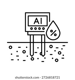 Ícone do sensor de umidade do solo - Sensor de terra com ondas de sinal que representam o estado do solo em tempo real e o ícone do vetor de monitoramento do nível de umidade