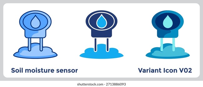 Soil Moisture Sensor monitors water levels in real time to support smarter irrigation and resource conservation. Blue, Flat Blue, Dualtone style.