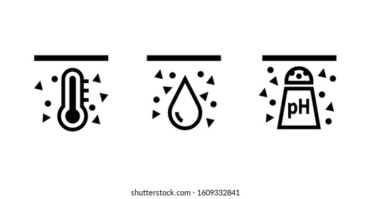 Soil ph testing icon set. Clipart image isolated on white background