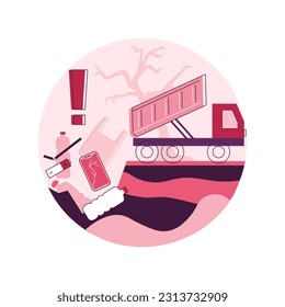 Soil pollution abstract concept vector illustration. Land degradation, groundwater pollution, soil contamination, agricultural chemical products, toxic pollutant analysis abstract metaphor.