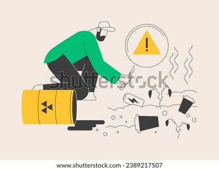 Soil pollution abstract concept vector illustration. Land degradation, groundwater pollution, soil contamination, agricultural chemical products, toxic pollutant analysis abstract metaphor.
