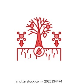Soil pollution color line icon. Environmental problems. Sign for web page, app. UI UX GUI design element. Editable stroke.