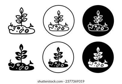 Icono de contaminación del suelo. Conjunto de símbolos de contaminación ambiental del suelo. contaminación del suelo agrícola con el logotipo de la línea vectorial de plástico