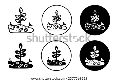 Soil pollution icon. Environmentally contaminated soil pollusion symbol set. agriculture soil pollusion with plastic vector line logo