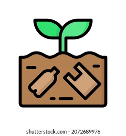 Soil Pollution Icon, Filled Line style icon vector illustration, Suitable for website, mobile app, print, presentation, infographic and any other project.