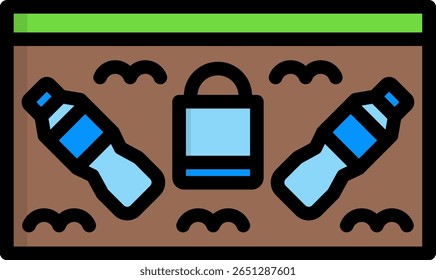 Ícone de poluição do solo - Ilustração do vetor de cor linear