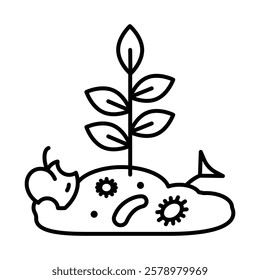 Soil pollution line icon Black and white logo