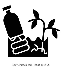 Soil pollution line icon Flat outline fill black and white