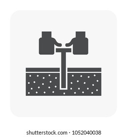 Soil Sampling Collecting Vector Icon. May Called Sample, Sampler. Include Hand Auger Equipment Tool For Method To Core, Drill, Test, Analysis, Assessment In Geotechnical Engineering And Construction.