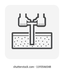 Soil Sampling Collecting Vector Icon. May Called Sample, Sampler. Include Hand Auger Equipment Tool For Method To Core, Drill, Test, Analysis, Assessment In Geotechnical Engineering And Construction.