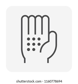 Soil sampling in hand vector icon. Natural organic material from ground, earth, land and field to analysis quality by cultivator, farmer. Concept for compost, agriculture, farm, garden. 64x64 pixel.
