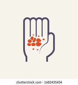 Soil sampling in hand vector icon. Natural organic material from ground, earth, land and field to analysis quality, moisture by cultivator, farmer. Concept for compost, agriculture, farm and garden.
