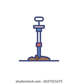 Soil sampling tool extracting earth sample, flat design style