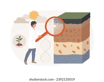 Soil science isolated concept vector illustration. Soil biology and chemistry, environmental science, natural resource study, fertility properties, land management, pedology vector concept.