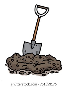 soil and shovel / cartoon vector and illustration, hand drawn style, isolated on white background.