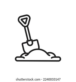 Soil Shovel Outline Icon Vector Illustration