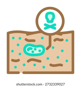 Soil showing environmental hazard with harmful agents, representing toxicity, land contamination, and risks from dangerous chemicals and bacteria in the ground