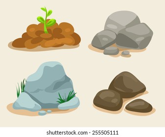 Soil and stone vector set