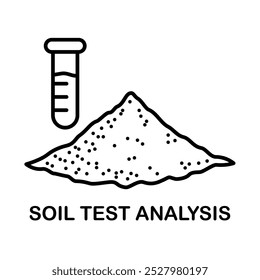 Ikone für Bodenuntersuchungen oder Sandprobenanalyse für Qualität. Laborbechertest auf Bodenverschmutzung. Analyse des biologischen Mineralgehalts. Umweltschutz. Vektorgrafik