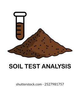 Ícone de teste do solo ou análise de amostra de areia para qualidade. Ensaio laboratorial no copo para detecção de poluição do solo. Análise do teor de minerais biológicos. Conservação ambiental. Ilustração vetorial