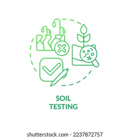 Soil testing green gradient concept icon. Soil fertility and condition. Increased crop yield abstract idea thin line illustration. Isolated outline drawing. Myriad Pro-Bold font used
