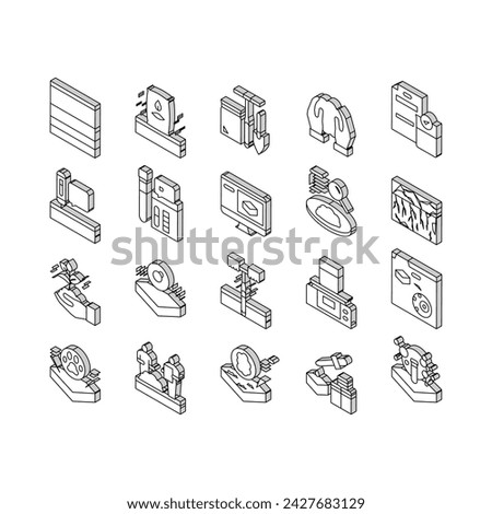 Soil Testing Nature Collection isometric icons set. Soil Testing Equipment And Ph Device, Laboratory Analyzing And Using Pesticides Concept Linear Pictograms. Contour Color .
